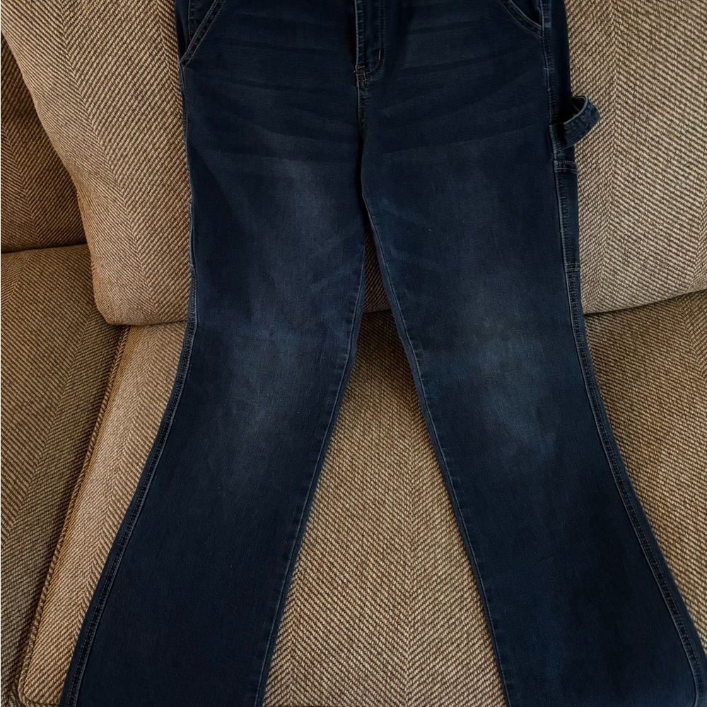 Hot Kiss Dark Blue Flare Painter Jeans
